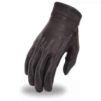 First Manufacturing Fire Blade Black Leather Gloves