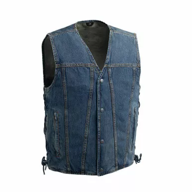 First Manufacturing Gambler Blue Denim Vest