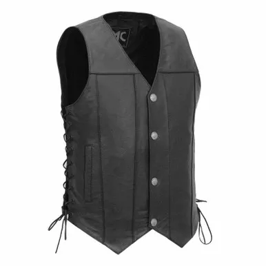 First Manufacturing Gun Slinger Western Style Black Leather Vest