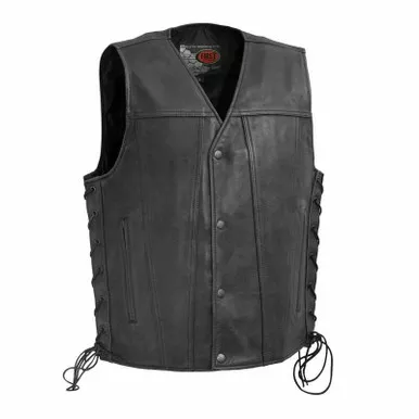 First Manufacturing High Roller Black Leather Vest