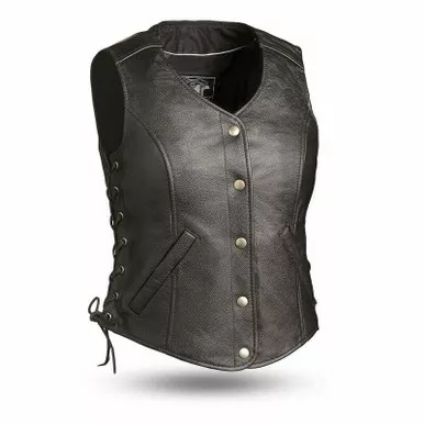 First Manufacturing Honey Badger Tall Womens Black Leather Jacket