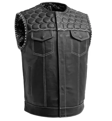 First Manufacturing Hornet Club Style Black Leather Vest