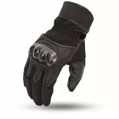 First Manufacturing Huracan Black Leather Gloves