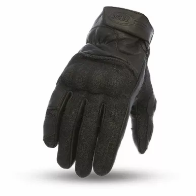 First Manufacturing Hutch Black Denim Leather Gloves