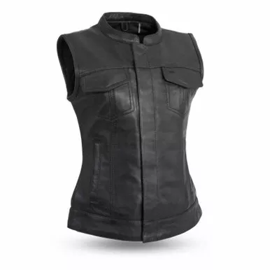 First Manufacturing Ludlow Womens Black Leather Vest