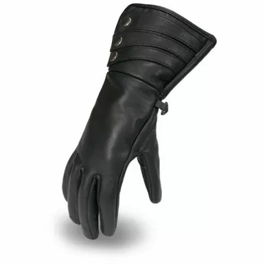 First Manufacturing Madame Womens Black Leather Gloves