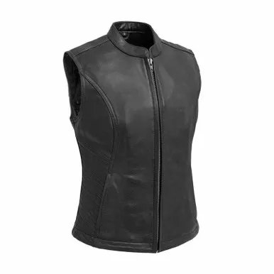 First Manufacturing Nina Womens Black Leather Vest