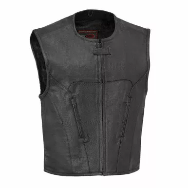 First Manufacturing Raceway Black Leather Vest