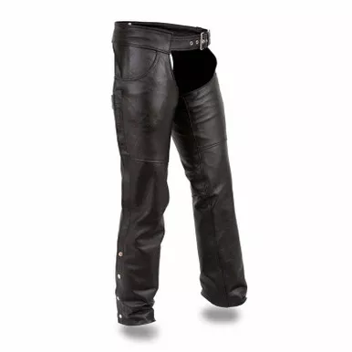 First Manufacturing Rally Black Leather Chaps