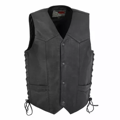 First Manufacturing Rancher Wester Style Black Leather Vest