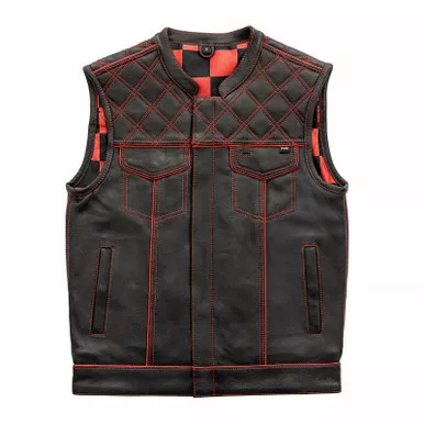 First Manufacturing Red Black Checker Vest