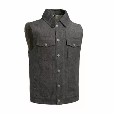 First Manufacturing Rook Single Layer Gray Denim Vest