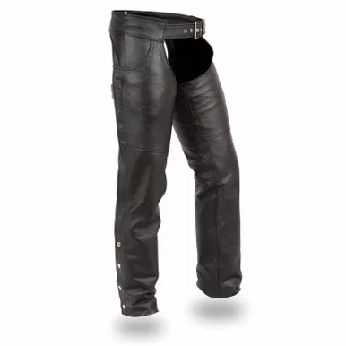 First Manufacturing Stampede Black Leather Chaps