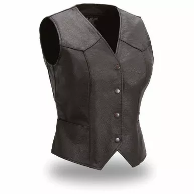 First Manufacturing Sweet Sienna Womens Western Style Black Leather Vest