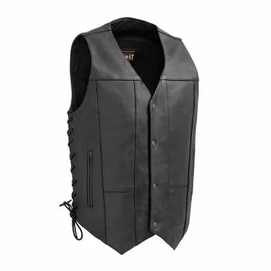 First Manufacturing Top Biller Western Style Black Leather Vest