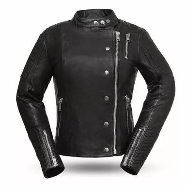First Manufacturing Warrior Princess Womens Black Leather Jacket