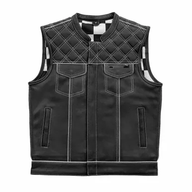 First Manufacturing White Black Checker Vest
