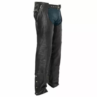 First Manufacturing Wind Walker Black Leather Chaps