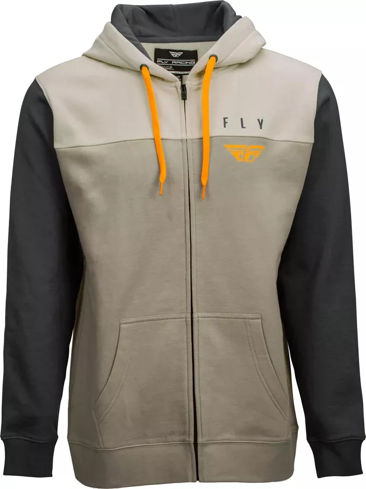 Fly Racing FLY Horizontal ZIP UP Hoodie Khaki Stone Grey SM