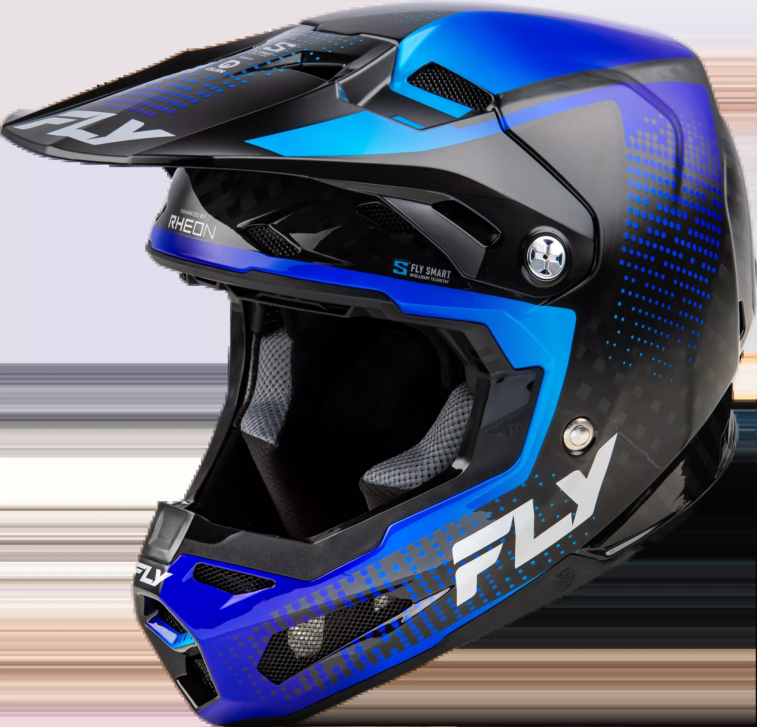 Fly Racing Formula S Carbon Protocol Hlmt Black Carbon/Blue Md-73-4466M