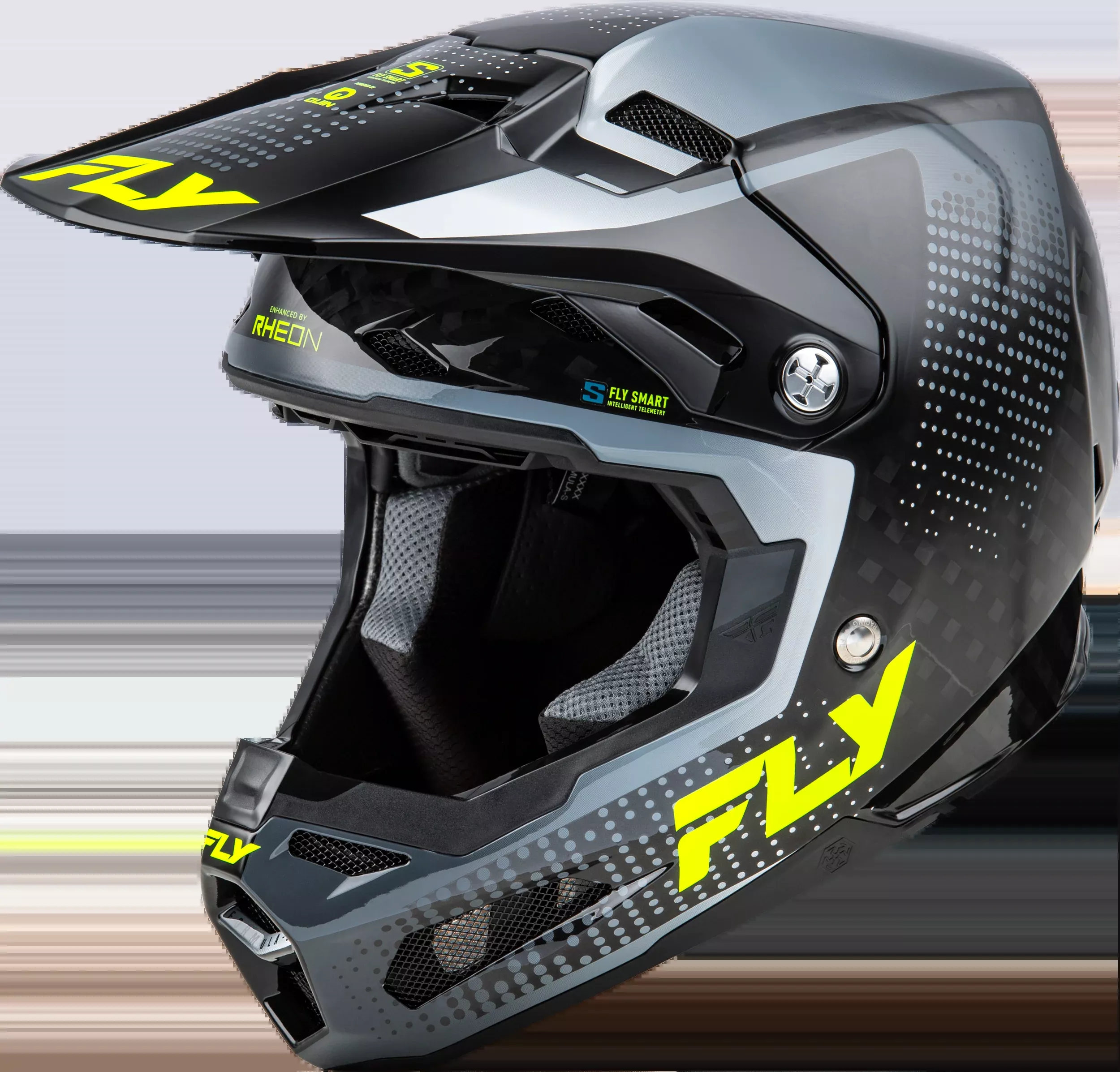 Fly Racing Formula S Carbon Protocol Hlmt Black Carbon/Grey/Hi-Vis Lg-73-4464L