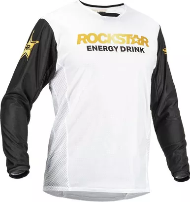 Fly Racing Kinetic Rockstar Mesh White Black Gold Jersey