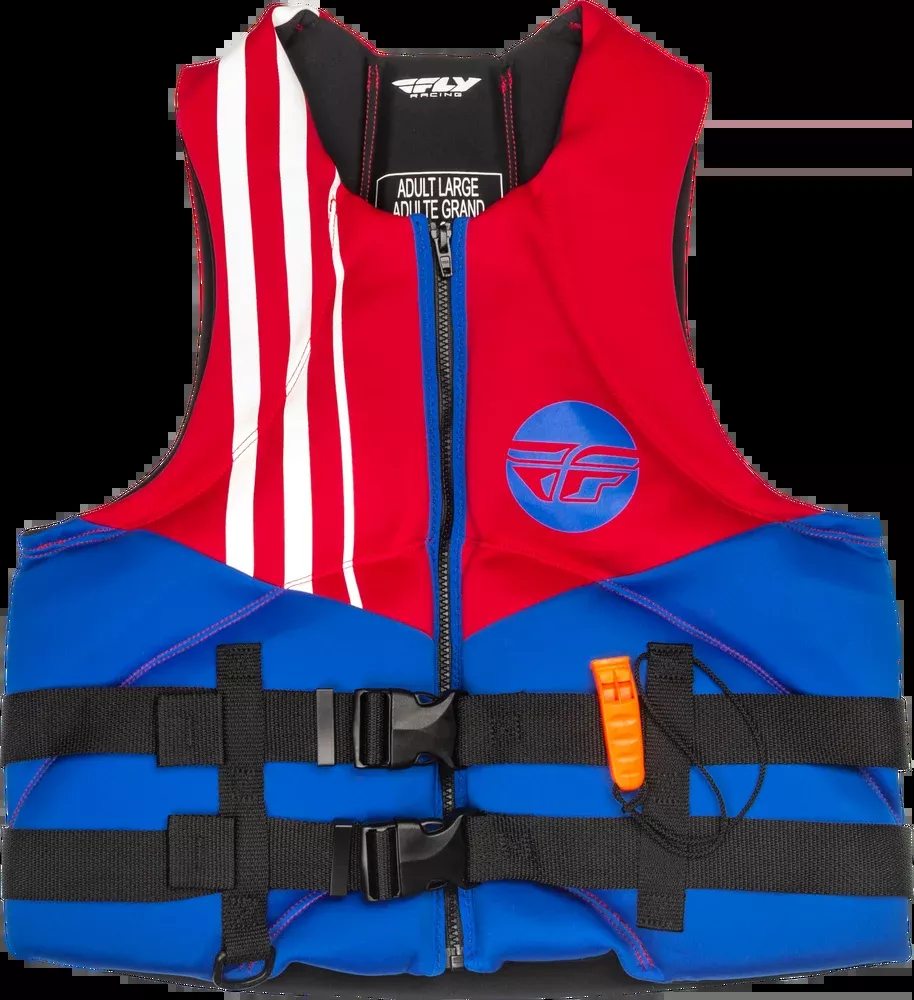 Fly Racing Neoprene Flotation Vest RED White Blue 2X