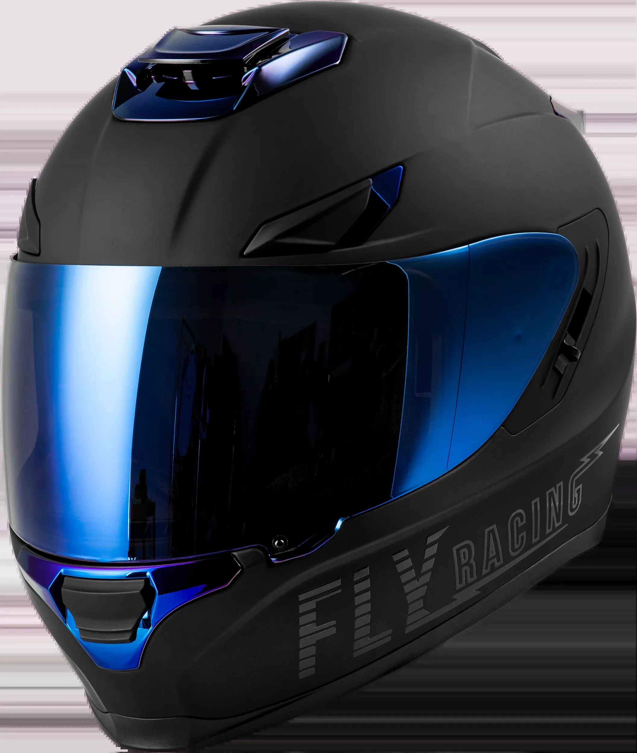 Fly Racing Sentinel Recon Helmet Matte Black/Blue Chrome Lg-73-8428L