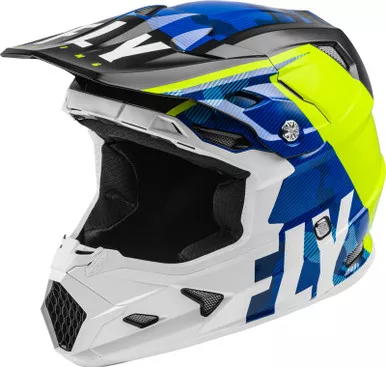 Fly Racing Toxin Transfer Blue Hi-Vis White Helmet