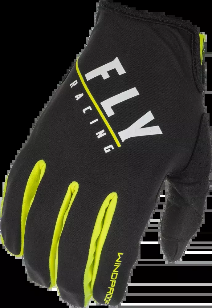 Fly Racing Windproof Gloves Black HI-VIS SZ 07