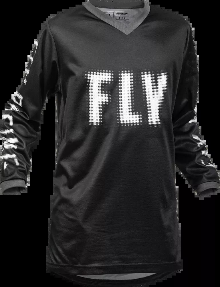 Fly Racing Youth F-16 Jersey Black White YS