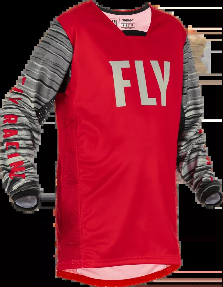 Fly Racing Youth Kinetic Wave Jersey RED Grey YM