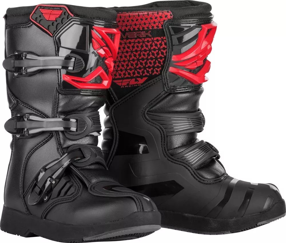 Fly Racing Youth Maverik Boots RED Black SZ 04