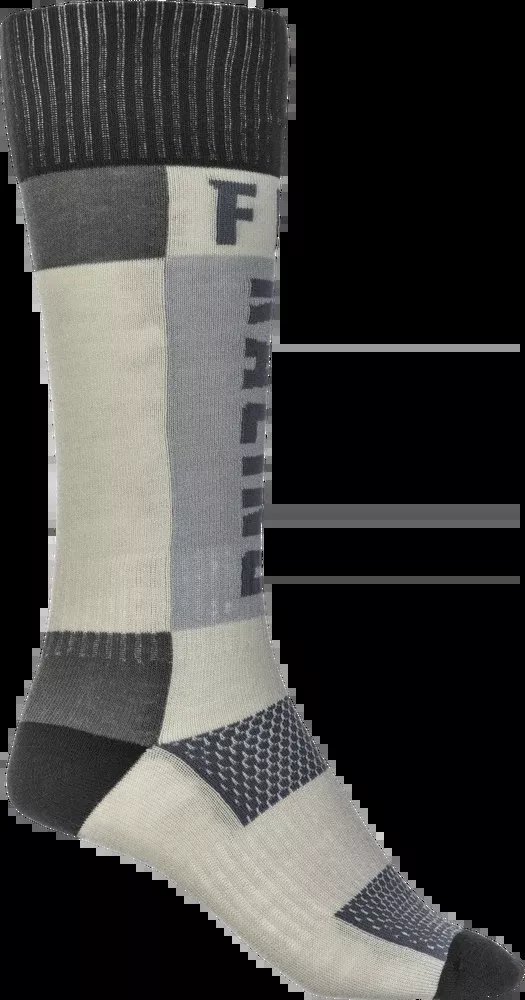 Fly Racing Youth MX Socks Thick Grey Black