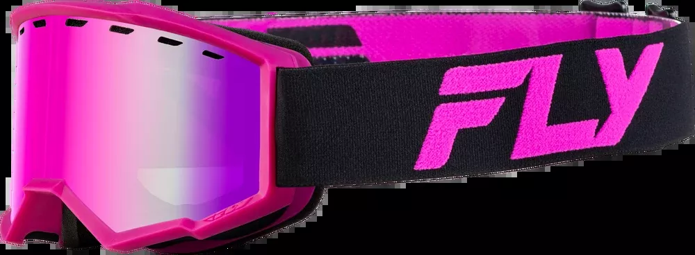 Fly Racing YTH Focus Snow Goggle Black Pink With Pink Mirror Rose Lens - FLB-24FY1