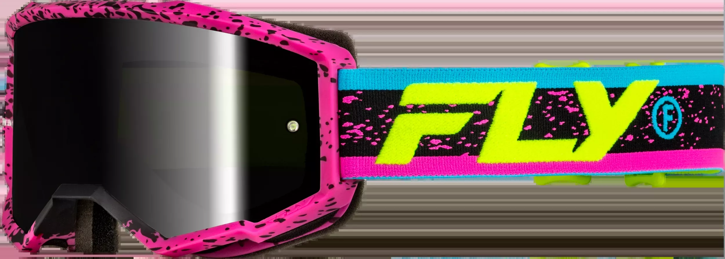 Fly Racing Yth Zone Goggle Pnk/Blk/Hi-Vis W/ Black Mirror/Smoke Lens-37-51528Y