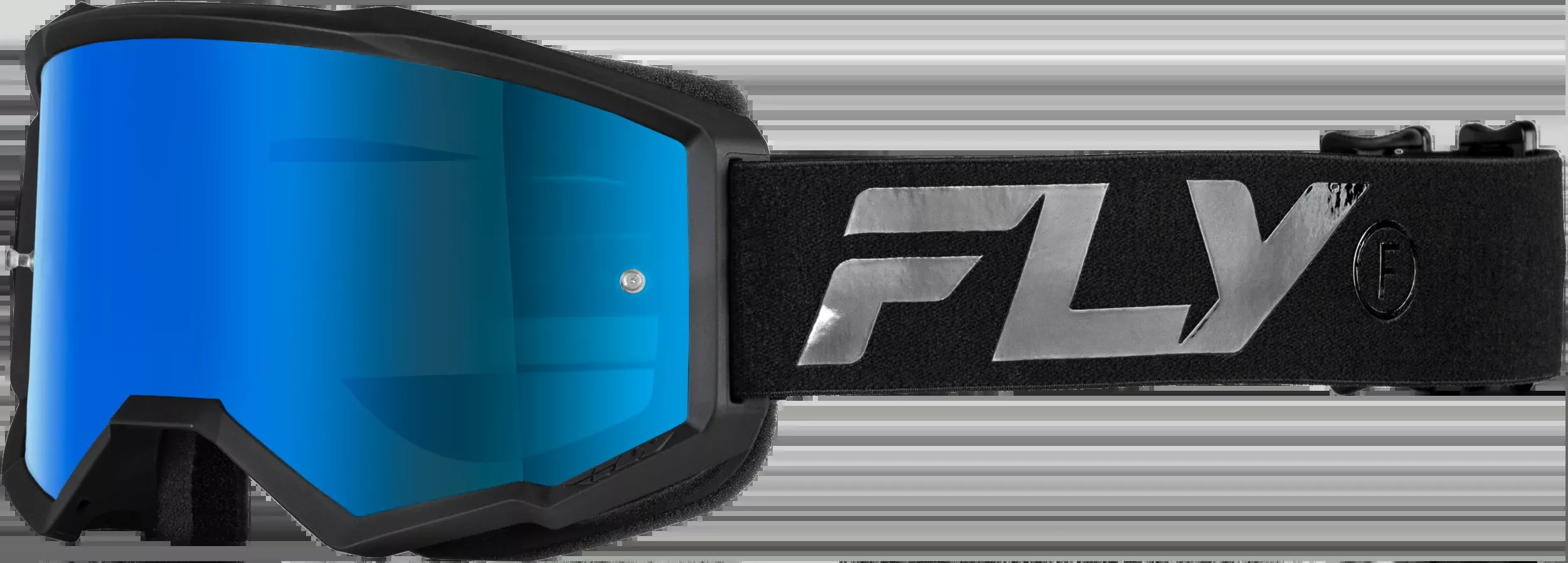 Fly Racing Zone Goggle Black/Black W/ Sky Blue Mirror/Smoke Lens-37-51525