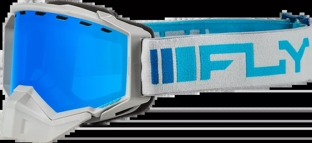 Fly Racing Zone Snow Goggle Silver Blue With SKY Blue Mirror Blue Lens - FLB-24Z2