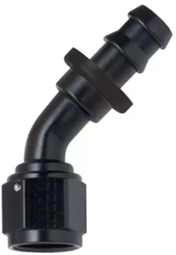 Fragola Hose Fitting #16 45 Deg Push Lock Black 204516-BL