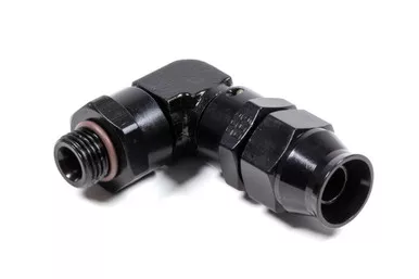 Fragola Hose Fitting #8 90 Deg to #6 ORB PTFE Black 689707-BL