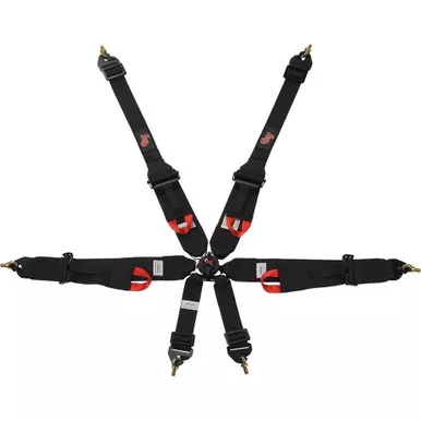 G-Force 6pt Harness Camlock HNR Indiv P/U Black FIA 7622BK