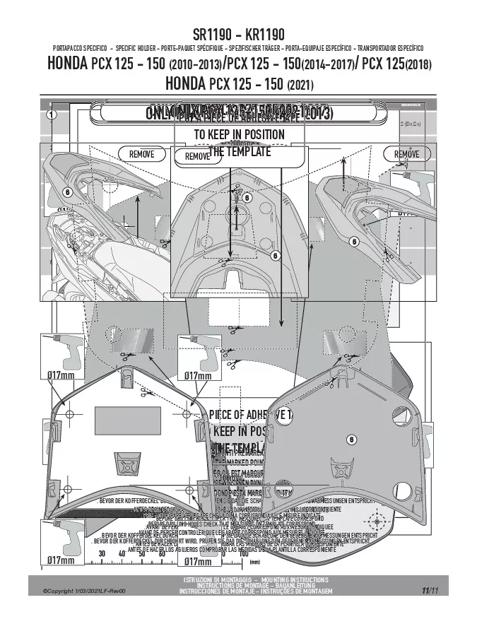Givi SR1190 Top Case Support Brackets Honda PCX150 2013-2023