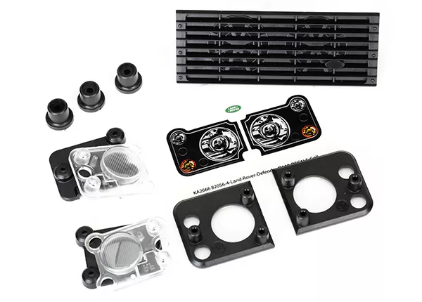 Grille/ Grille Mount (3)/ Headlight Housing (2)/ Lens (2)/ Headlight Mount (2), Land Rover Defender (Fits #TRA8011 Body)