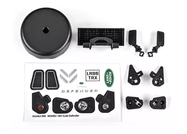 Grille, Side Mirrors, Spare Tire Cover, Body Light Retainers, & Decal Sheet (Fits #TRA9712 Body)