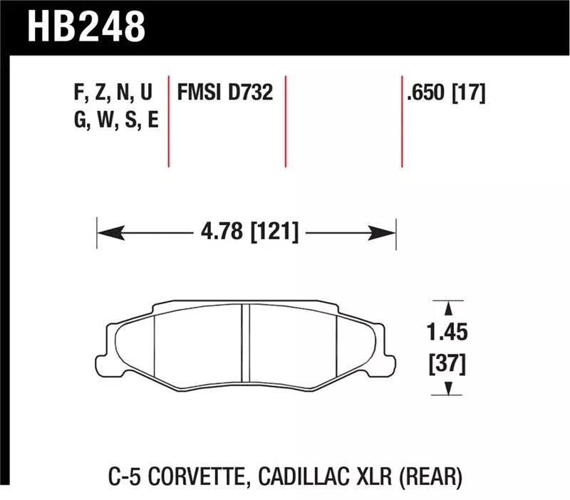 Hawk 97-12 Corvette/01-04 Z06/05-09 Z51 HT-10 Race Rear Brake Pads