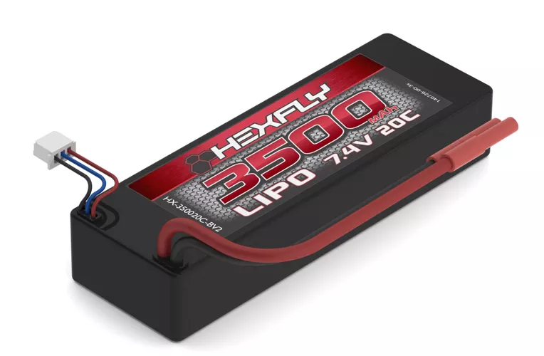 Hexfly 2 cell 7.4V 3500mAh 20C LiPo Battery (Hard Case) (Banana Connector)