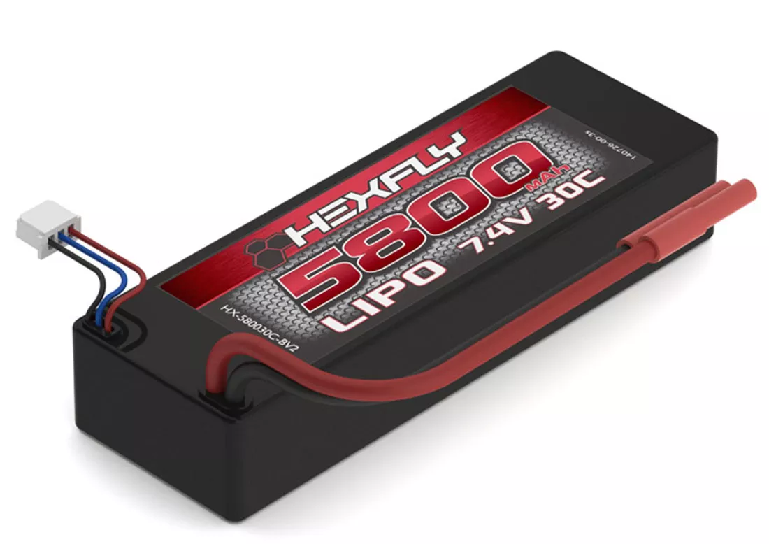 Hexfly 2 cell 7.4V 5800mAh 30C LiPo Battery (Banana Connector) (1pc)