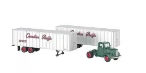 HO 1950s CP Truck Cab w/2 TrailersBachmann Train HO Scale
