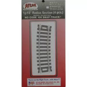 HO Code 100 1/2-15'' Radius/4pkAtlas Train HO Scale