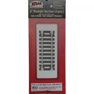 HO Code 100 3'' Straight/4pkAtlas Train HO Scale